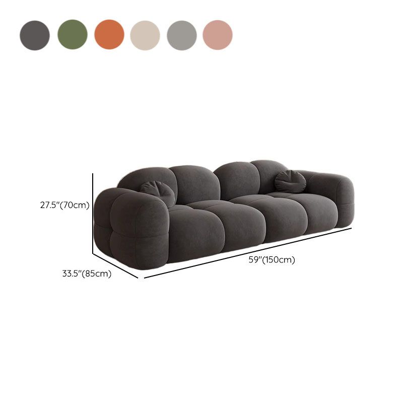 Trendy Solid Color Stain Resistant Loveseat in Light Gray/Olive Green/Beige for 2 People with 2 Pillows