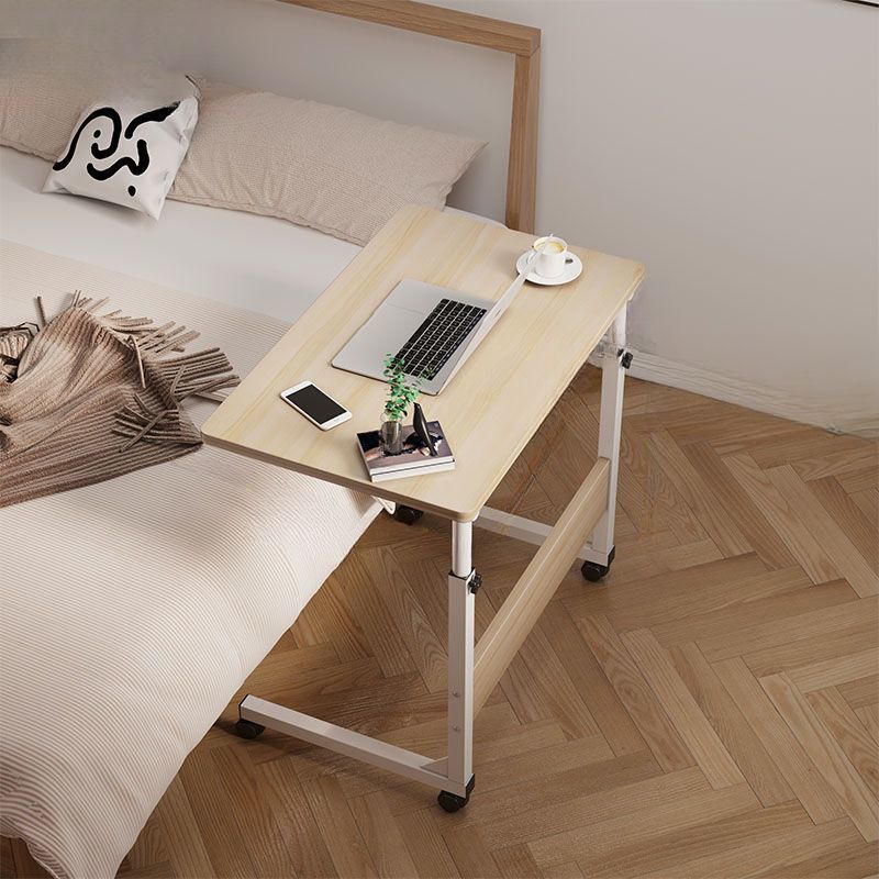 Casual Engineered Wood 1 Tier Adjustable Height Laptop Cart with Casters, Stand Vertical Installation