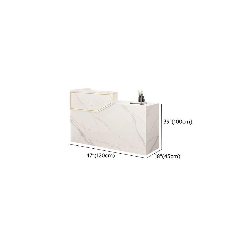 Rectangle Manufactured Wood Top Reception Desk with Locker, Hutch & Cable Management