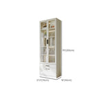 Organizing Shelf with 2-Drawer, 4 Shelves in Steel, Vertical, Transparent Glass Door, Closed Back