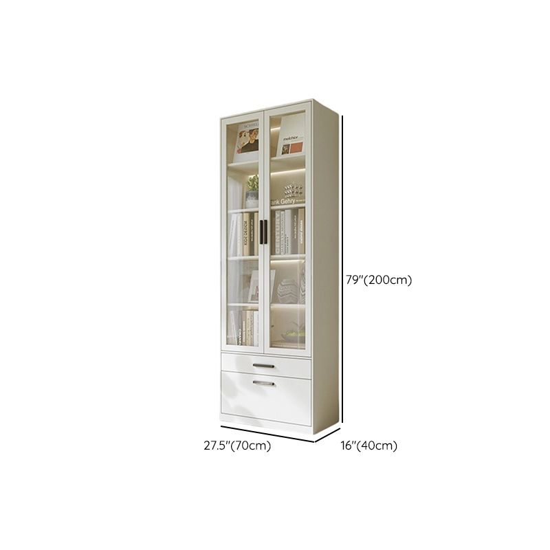 Organizing Shelf with 2-Drawer, 4 Shelves in Steel, Vertical, Transparent Glass Door, Closed Back