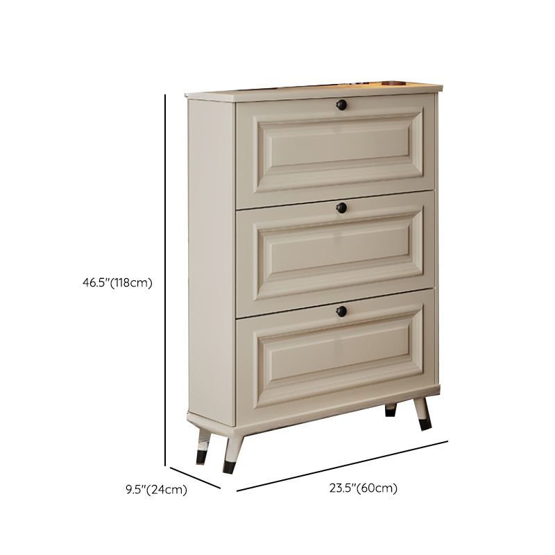 White Modish Manufactured Wood 3 Tiers Shoe Storage, Independent with Closed Back