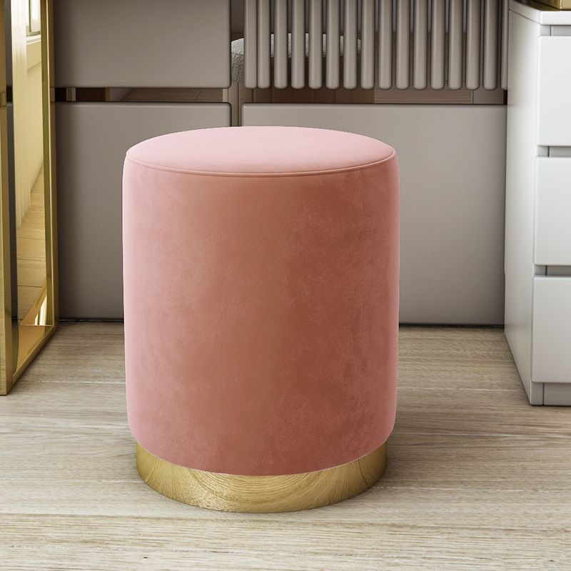 Art Deco Circular Solid Color Standard Ottoman in Dove Grey/Chalk/Peony