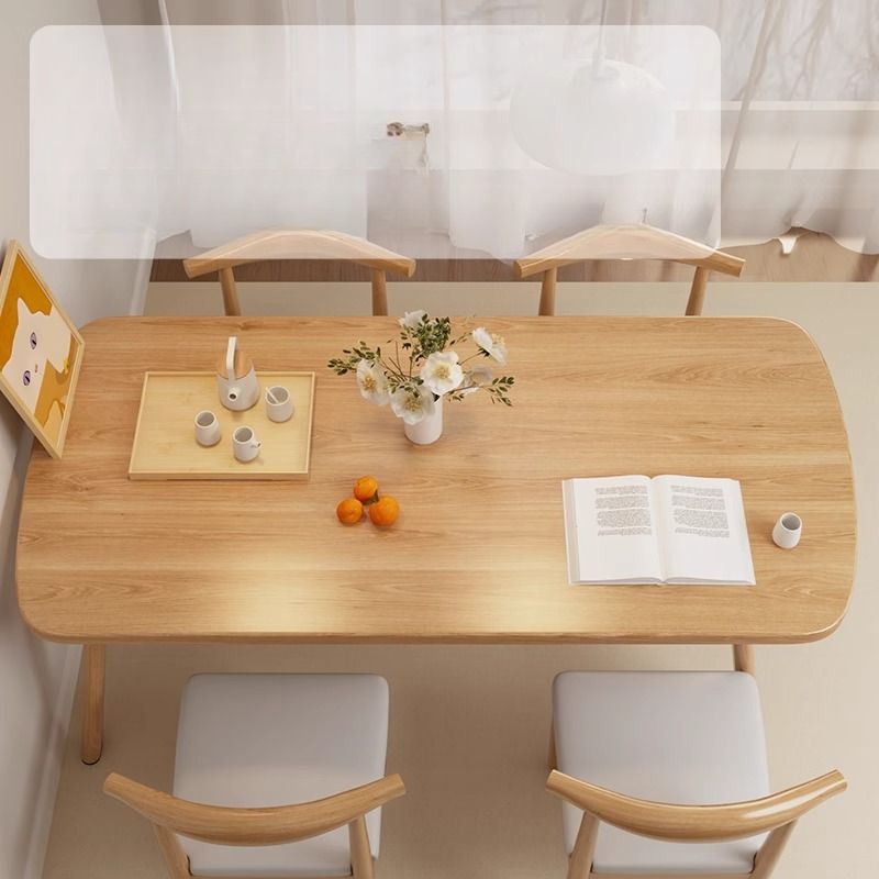Composite Wood Dining Table with Trestle Base, Scratch-proof and Seating for 4