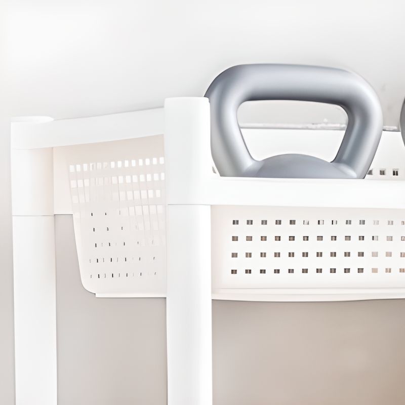 Portable Center Kitchen Island with Basket, 2/3 Baskets, Beige Top