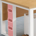 Metal Sledge Base Warp Resistant Wood Color Rectangular Office Computer Desk with Cable Management, Cable Management Included & Front Splash Included