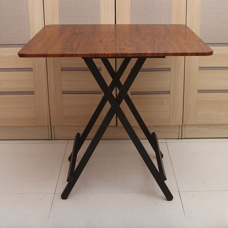 Panel Wood Dining Table with Crossed Legs, No Extra Durability, Foldable Square Top for 2-seater