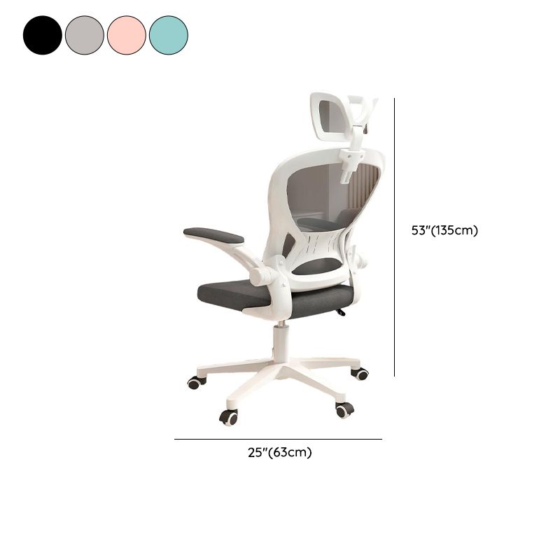 Simple Multi-levelled Single Color Nylon Chair with Chalk Frame, Lumbar Support, Tilt Mechanism, and Glide Movement