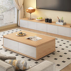 Rectangular Raw Wood Board Game Coffee Table