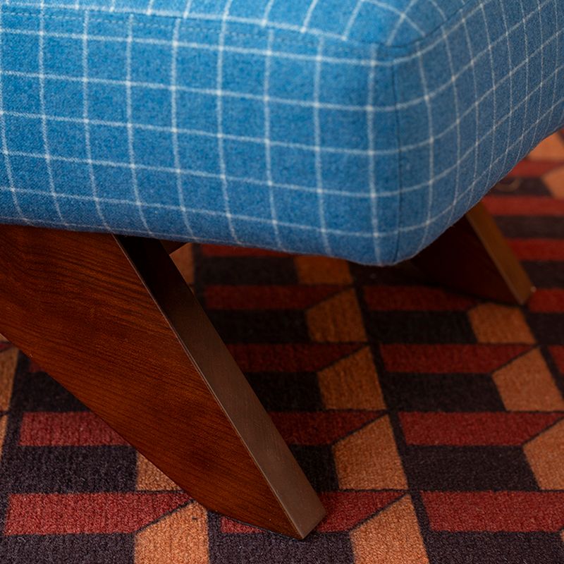 Simplistic Crisscross Side Chair with Sewn Pillow Back in Yellow/Blue/Light Brown
