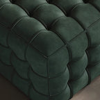 Modish Square Solid Color Standard Ottoman in Genuine Leather with Light Gray/Maroon/Navy Blue Button-tufted Upholstery