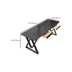 Easy Assembly Heat Resistant Writing Desk with 2 Drawers and Sleigh Base in Glossy Black Slate