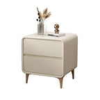 Modish Nightstand With Drawer Organization, 2 Drawers, Pleather Countertop, and Leg