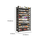 Art Deco Steel Rectangle Ink Finish Shoe Rack with Adjustable Shelves for 40+ Pairs in Drawing Room