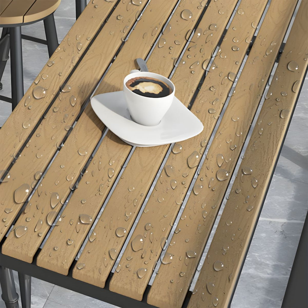 Modern Outdoor Table and Stool Set 1/5 Pieces Wood and Metal Rectangle Bistro Set
