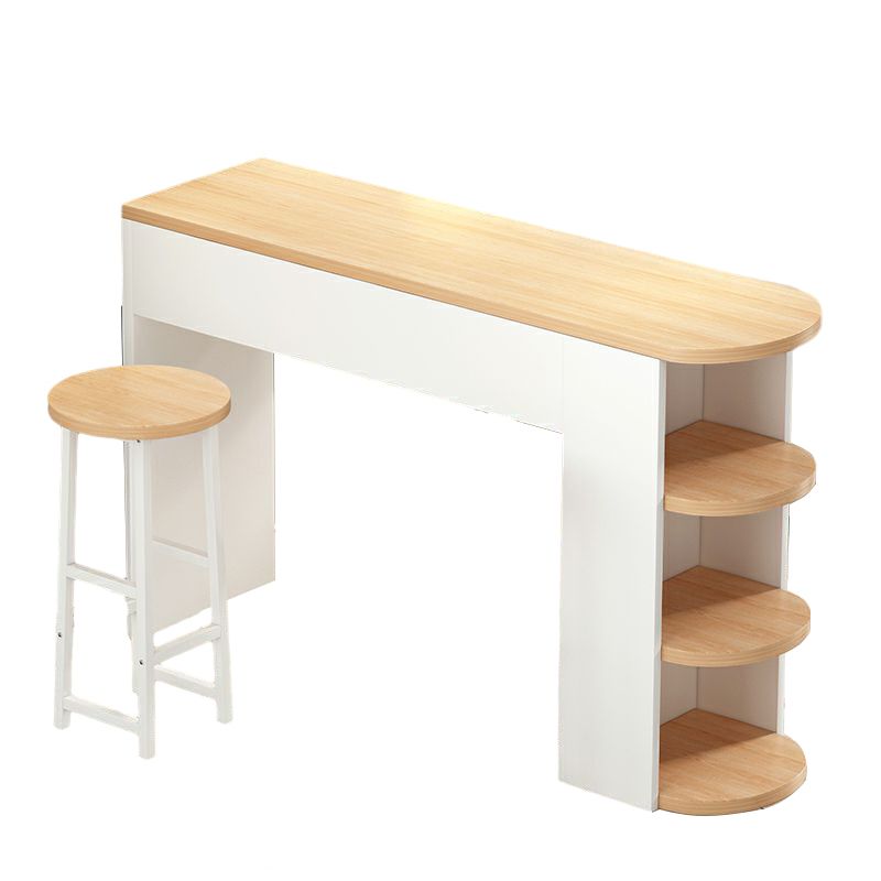 Contemporary Living Room Wood Bar Set with Storage and Backless Seating