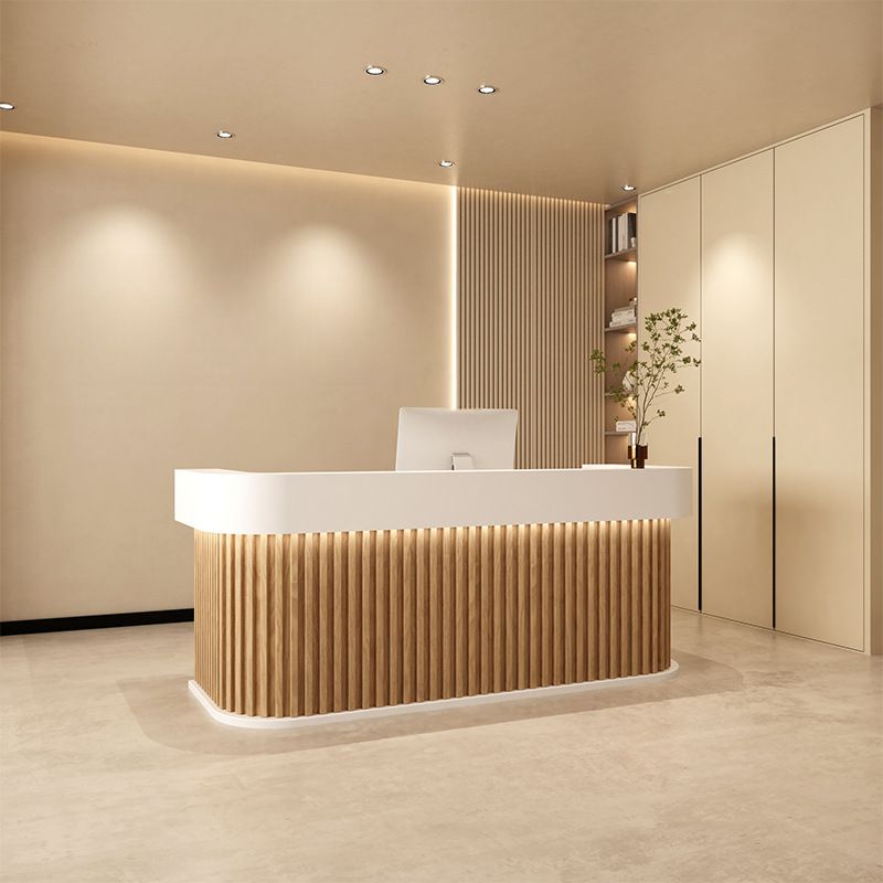 Rectangle Reception Desk with Locker, Hutch, Keyboard Tray, and Manufactured Wood Top