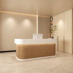 Rectangle Reception Desk with Locker, Hutch, Keyboard Tray, and Manufactured Wood Top