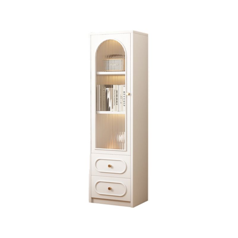 Detached Scratch-immune Accent Cabinet with Glazed Door, Adjustable Shelf, Cabinet Knobs, Soft Close Drawer, and Stain Resistant Finish