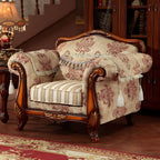 Modern Cotton Blend Rolled Arm Curved Sofa with Camel Back for Apartment