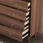 Trendy Raw Wood Wardrobe Chest Of Drawers with 4 Drawers, Hutch, 2 Interior Shelves, Horizontal