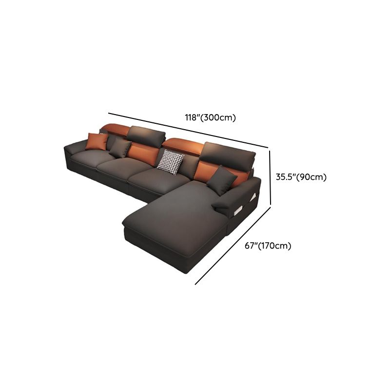 Drawing Room Standard Sofa in Midnight Black with Armrest and 4/3 Pillows