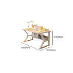 Modern Rectangular Chalk Laminate Writing Table with Exterior Shelf, Hutch, and Cable Management