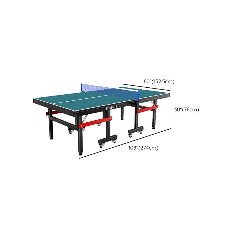 Indoor Emerald Green Synthetic Laminate Ping Pong Table with Included Table Tennis Paddle
