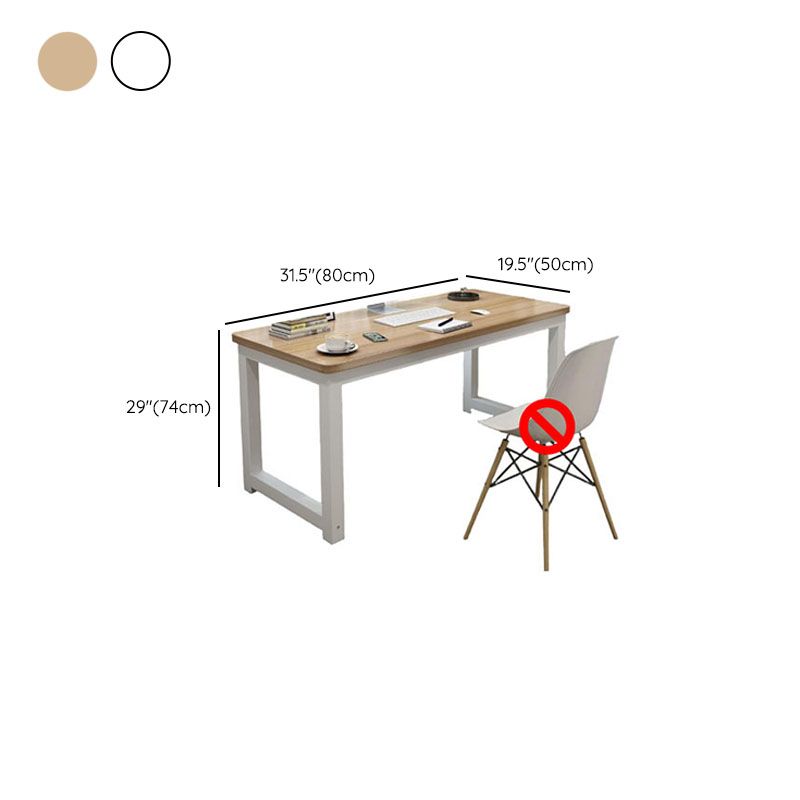 Modern Rectangular Laminate Writing Table in Chalk/Unfinished Color