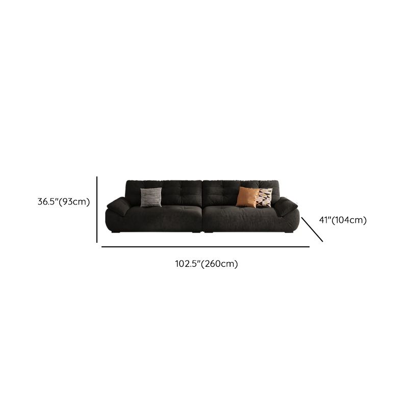 Standard Sofa in Midnight Black Soft-pile Fabric with 3 Pillows