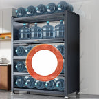 Self-supporting Microwave Shelf Cabinet with Hutch, 1 Shelf Larder, Steel Countertop, and 4 Doors/3 Doors/2 Doors
