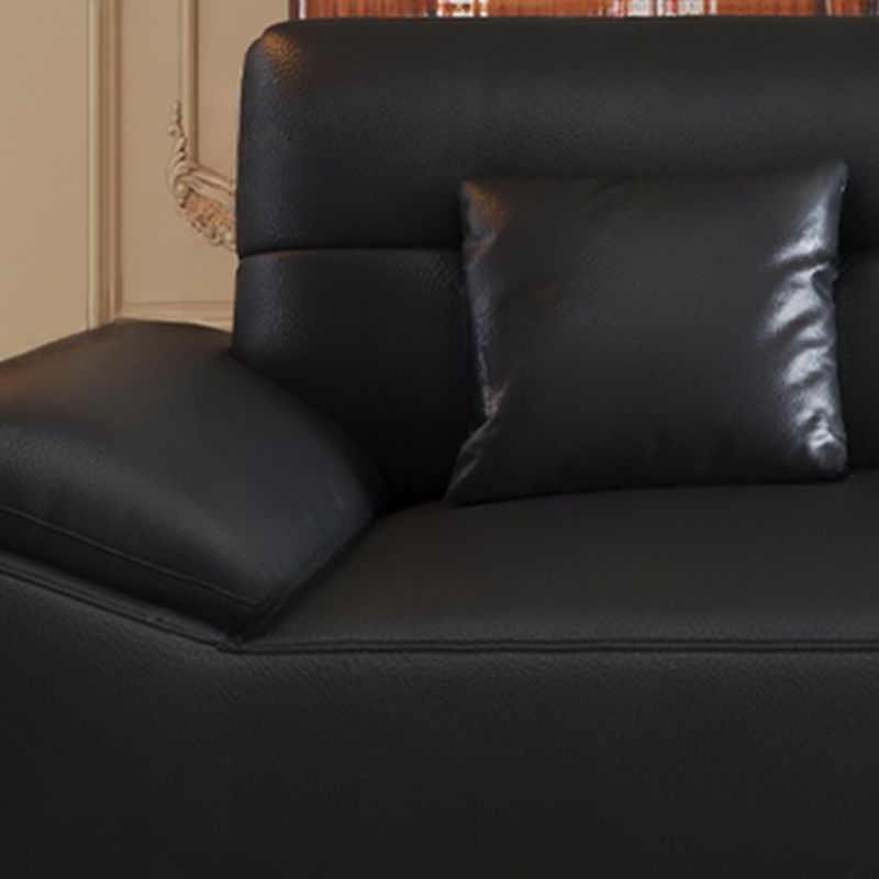 Modish Solid Color Scratch-immune Standard Sofa in Black with 5 Person/6-Seater/4-seater Capacity, Pillow Top Arm, and 2 Pillows
