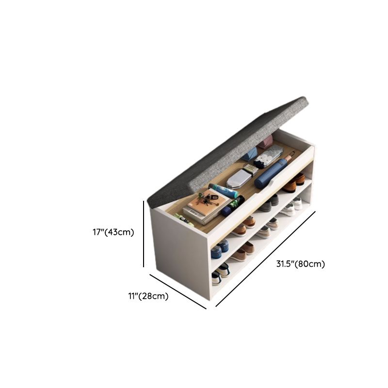 Art Deco Composite Wood Rectangle Shoe Storage Bench with 2/3 Shelves for 1-10 Pairs in Drawing Room, Closed Back