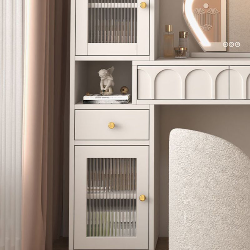 Modish Standard/Small Vanity Set with Laminate Table Top, White Chair, 2 Drawers/1 Drawer, and Light Up Mirror