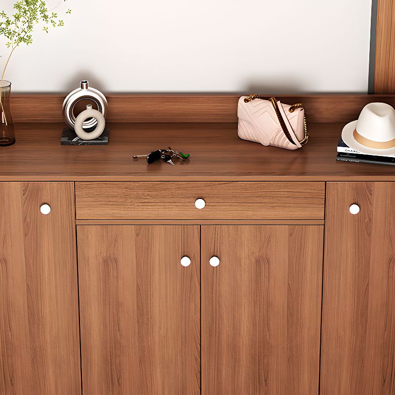 Engineered Wood 5 Tiers Shoe Stack with Shelf, Drawers, Gate, and Dustproof Cover