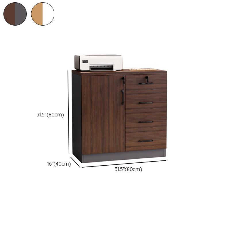 Manufactured Wood Base Cabinet for Stockroom with Shelves, Drawers, and Locker, Featuring Locking Door and 5-Wide Compartments