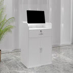 Rectangle Reception Desk with 1 Drawer, Cable Management and a Manufactured Wood Top in a Simple Style, Cabinet and Filing Cabinet Included/Not Included