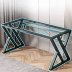 Chalk Minimalist Gaming Computer Desk with Crack Resistant Sled Base and Independent Structure, Featuring Wire Management and Engineered Wood Top
