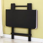 Panel Wood Dining Table with Crossed Legs, No Extra Durability, Foldable Square Top for 2-seater