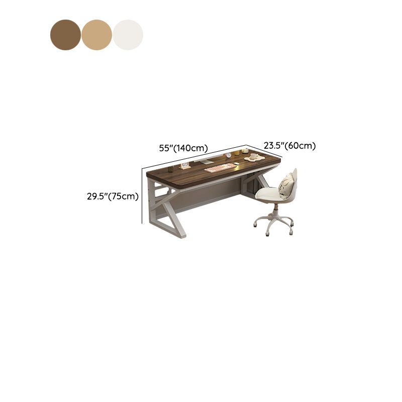 Casual Writing Desk with Easy Assembly, Crack Resistant, Sleigh Base in Chalk/Sepia/Natural, Unattached Installation, Engineered Wood Top
