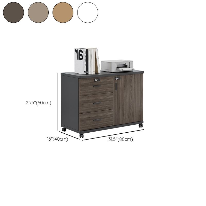 Scratch Resistant Manufactured Wood Supplies Cabinet with Roller Wheels, Shelves, Drawers, and Locking Door in 3-Wide/2-Wide Compartments