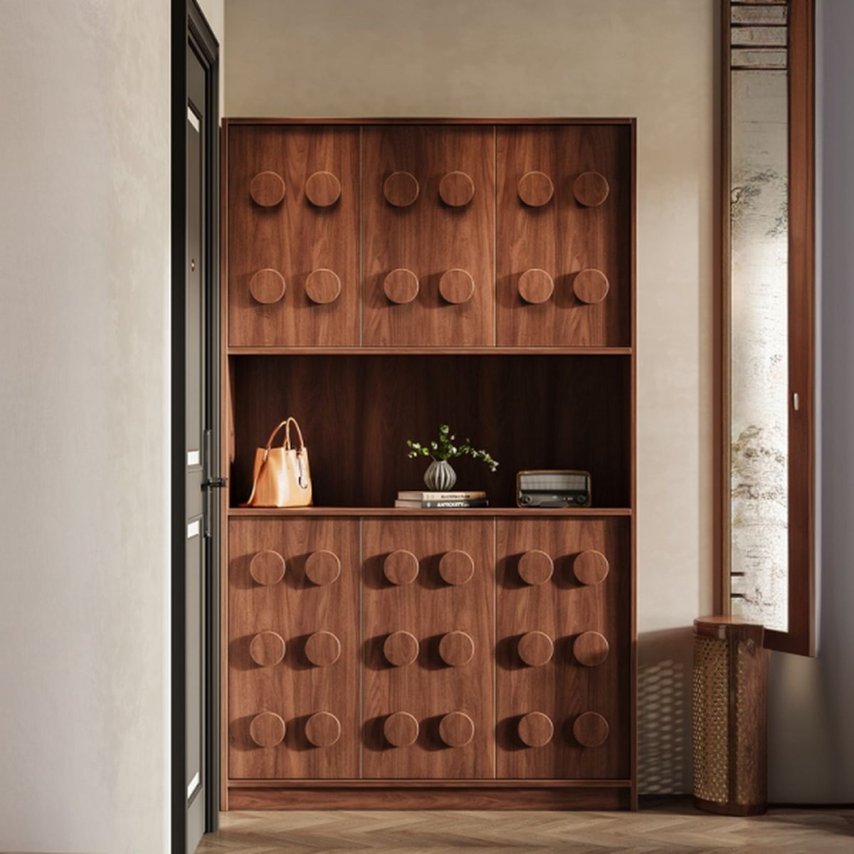 Pine Wood 7 Tiers Shoe Wardrobe with Dustproof Cover