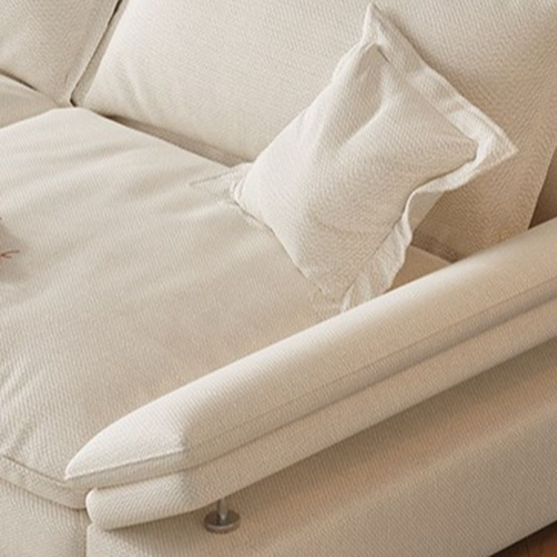 Contemporary Solid Color Tear Resistant Standard Sofa in Black/Amber Color/Off-White, Seats 6 with 2 Pillows