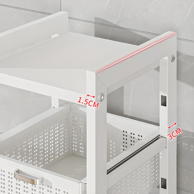 Portable Center with Metal Countertop, Basket, and 4/3 Baskets