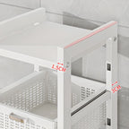 Portable Center with Metal Countertop, Basket, and 4/3 Baskets