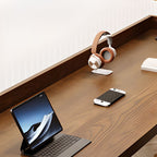 Casual Writing Desk with Easy Assembly and Odor Resistant H-Shape Base in Light Brown Pine Wood, Unattached Installation