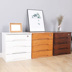 Free Standing Horizontal Filing Cabinet/Vertical Filing Cabinet in Natural Wood with 1 Shelf, Key Lock and Drawer in a Modern Style