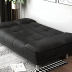 75"Modern Minimalist Armless Foldable Sleeper Leather Settee