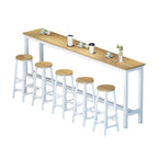 Black/Green/Yellow Reclaimed Wood Bar Table/Bar Height Dining Set with Trestle Base and Footrest in a Modern Style