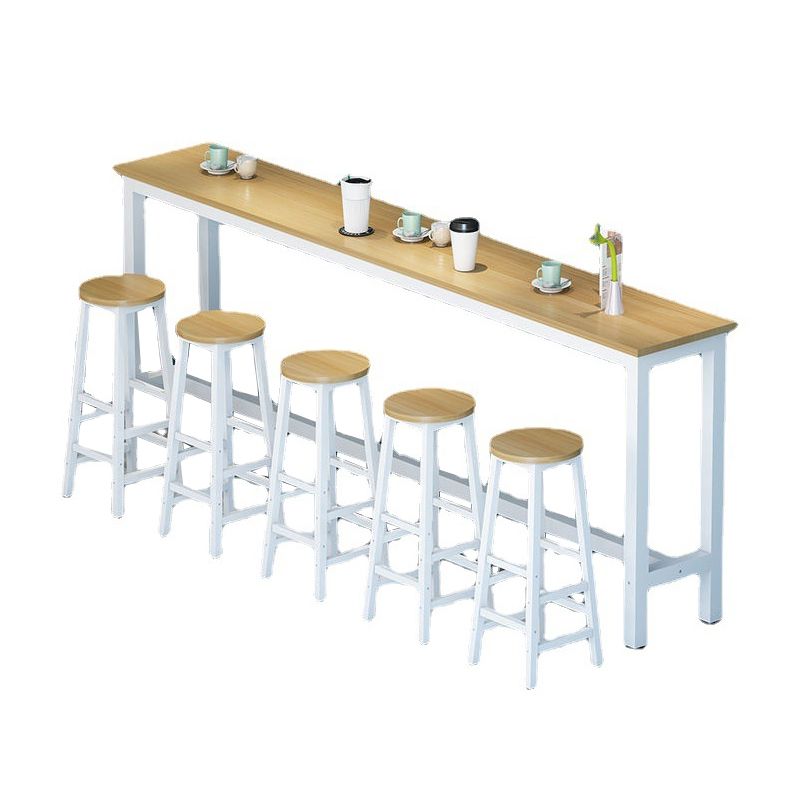 Black/Green/Yellow Reclaimed Wood Bar Table/Bar Height Dining Set with Trestle Base and Footrest in a Modern Style